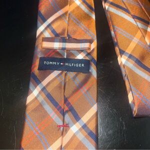 Tommy Hilfiger Orange and Blue Plaid Tie